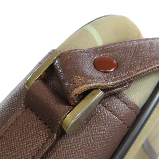 BURBERRY Shoulder Bag canvas Brown Check Pattern Women Used Authentic