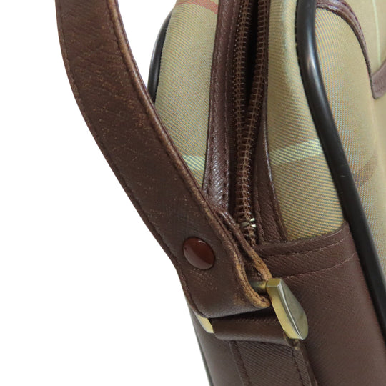 BURBERRY Shoulder Bag canvas Brown Check Pattern Women Used Authentic
