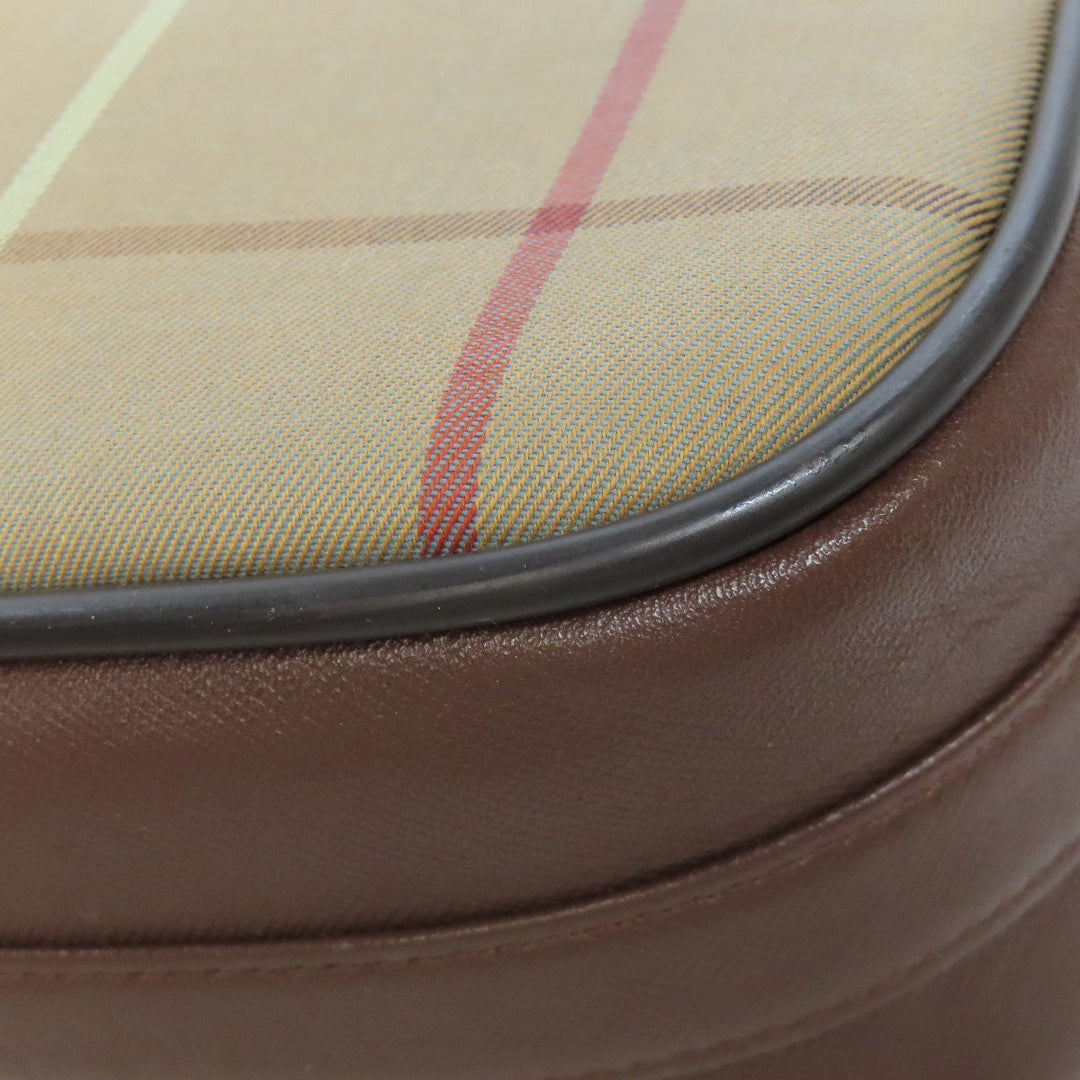 BURBERRY Shoulder Bag canvas Brown Check Pattern Women Used Authentic