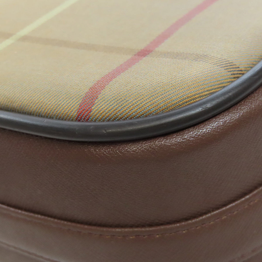 BURBERRY Shoulder Bag canvas Brown Check Pattern Women Used Authentic