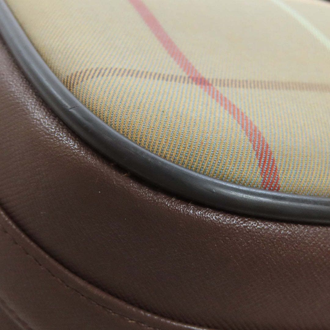 BURBERRY Shoulder Bag canvas Brown Check Pattern Women Used Authentic