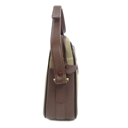 BURBERRY Shoulder Bag canvas Brown Check Pattern Women Used Authentic