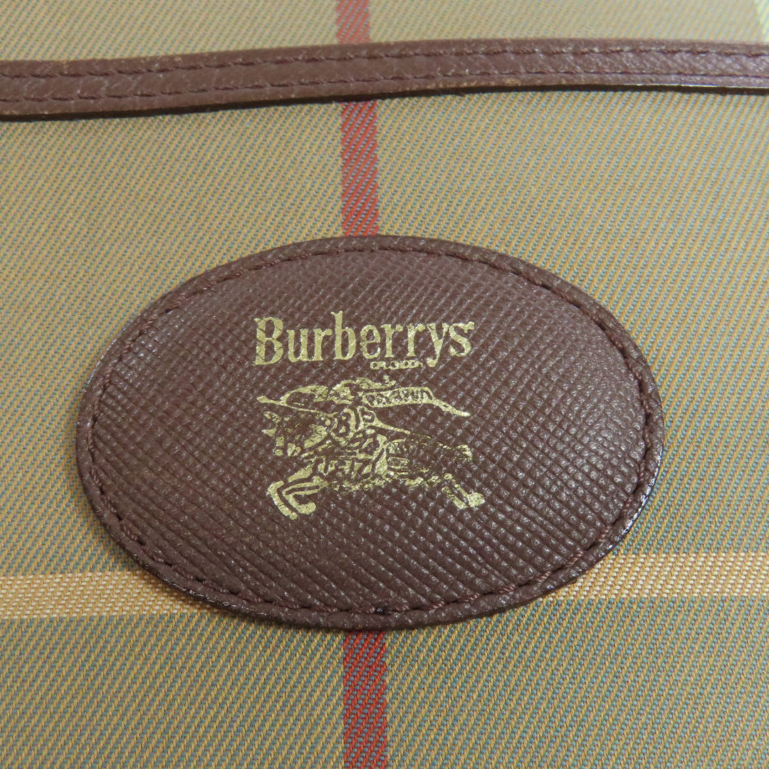 BURBERRY Shoulder Bag canvas Brown Check Pattern Women Used Authentic