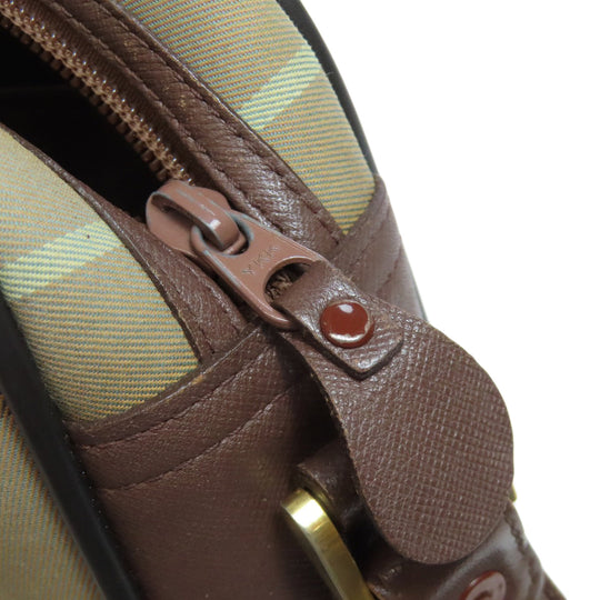 BURBERRY Shoulder Bag canvas Brown Check Pattern Women Used Authentic