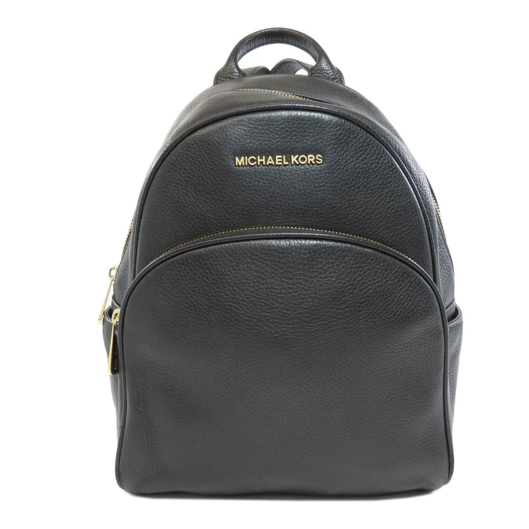 MICHAEL KORS Backpack leather black logo Women Used Authentic