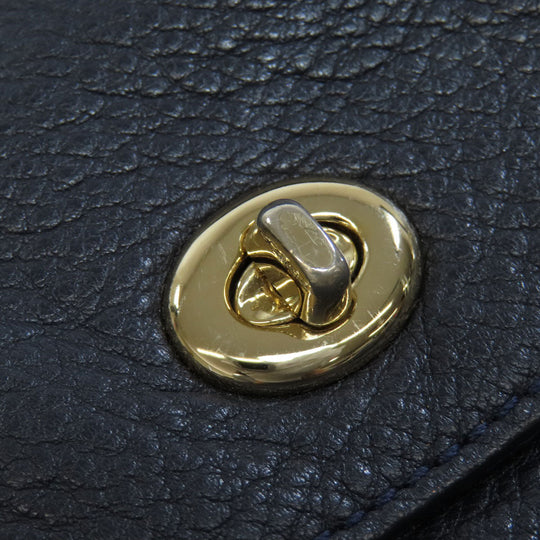 COACH Backpack F37410 leather Navy logo Women Used Authentic