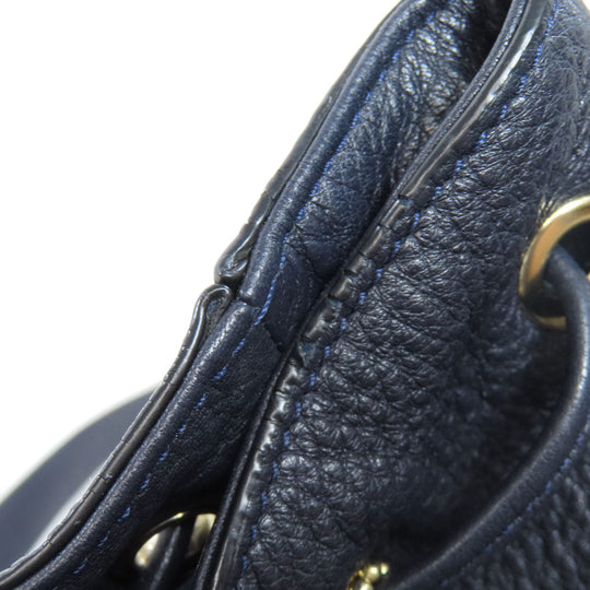 COACH Backpack F37410 leather Navy logo Women Used Authentic