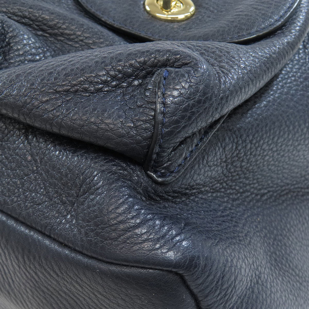 COACH Backpack F37410 leather Navy logo Women Used Authentic