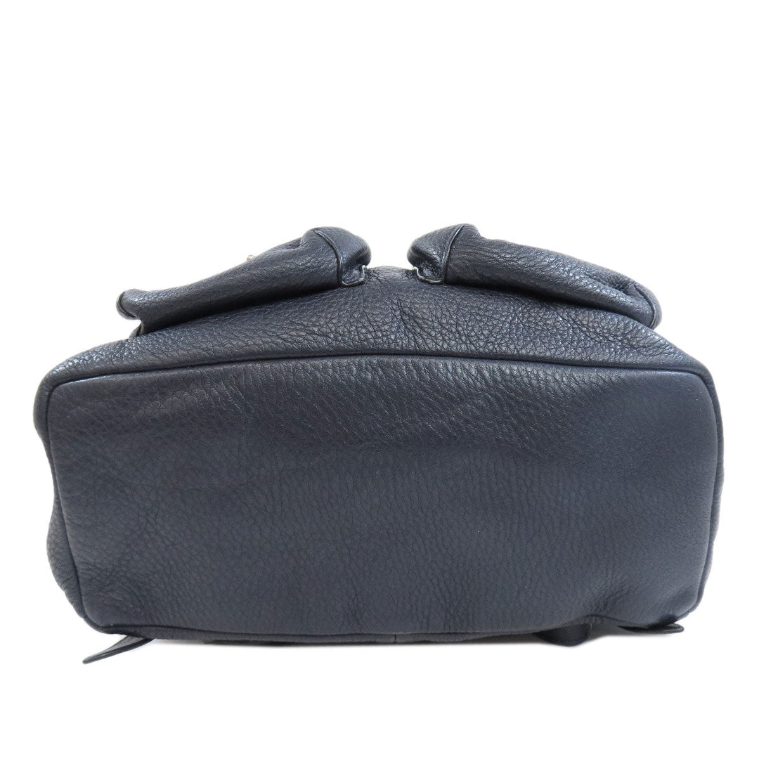 COACH Backpack F37410 leather Navy logo Women Used Authentic