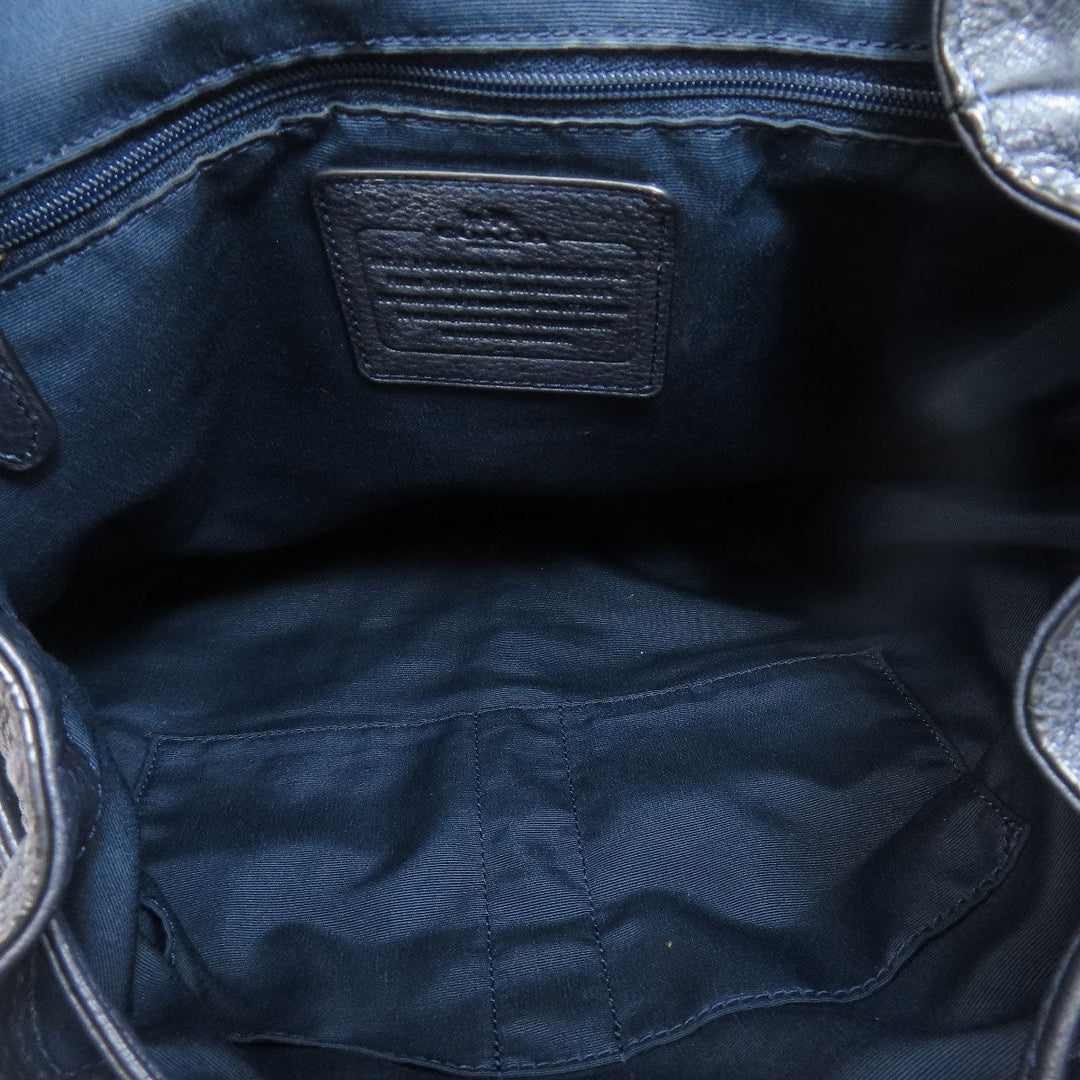 COACH Backpack F37410 leather Navy logo Women Used Authentic