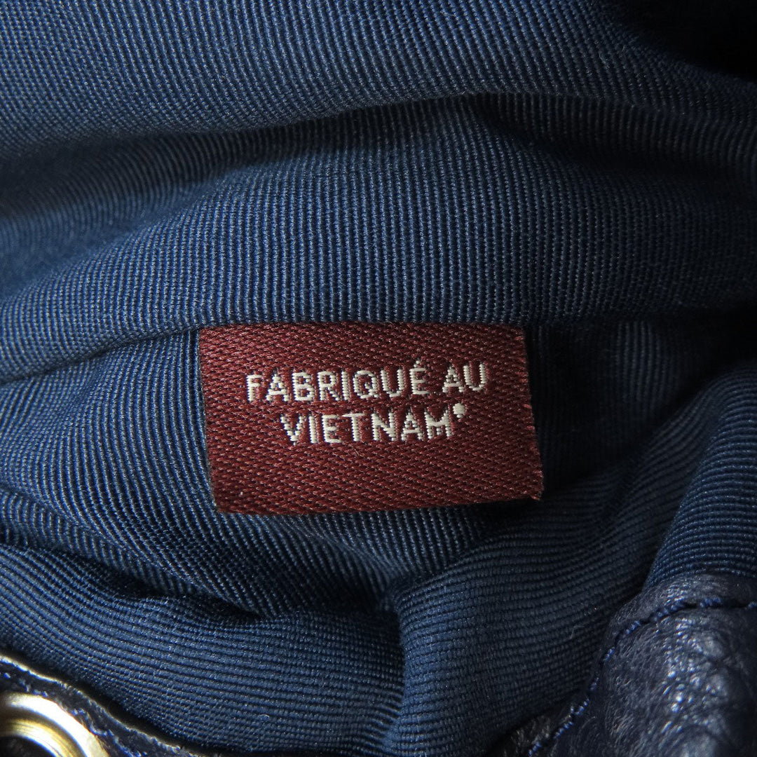 COACH Backpack F37410 leather Navy logo Women Used Authentic