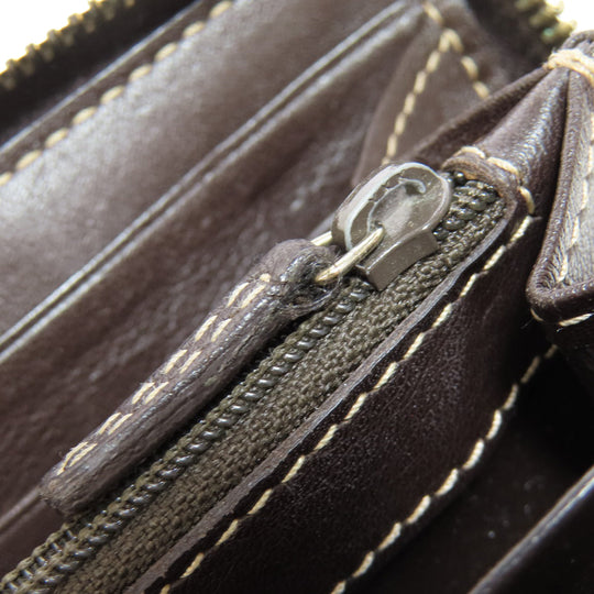 GUCCI Long Wallet Purse 245914 canvas Brown Zip Around GG Women Used Authentic