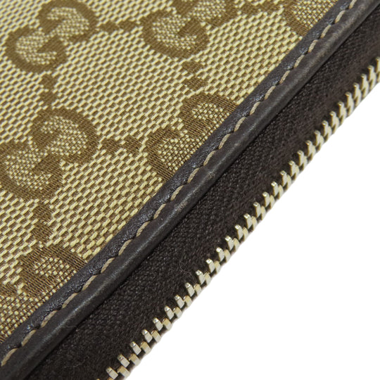 GUCCI Long Wallet Purse 245914 canvas Brown Zip Around GG Women Used Authentic