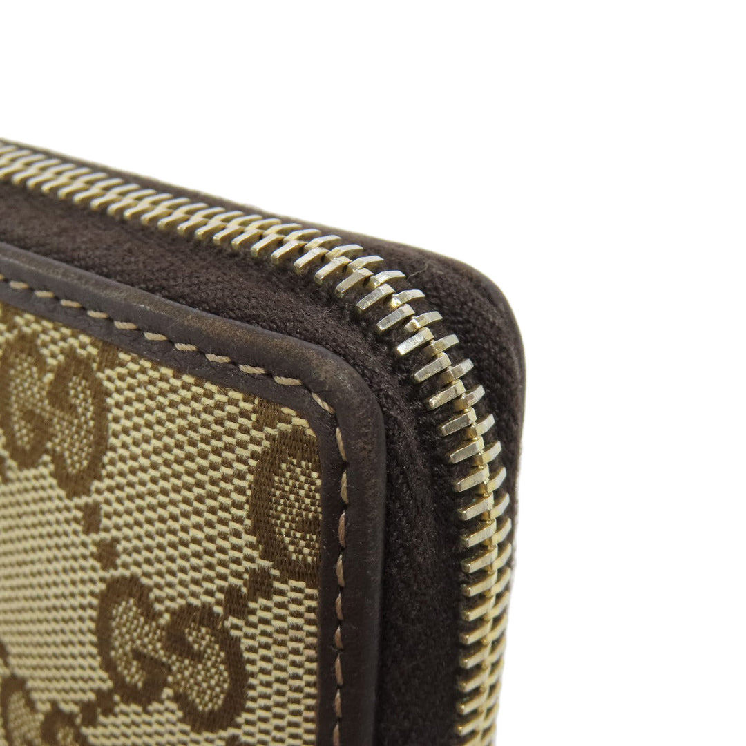 GUCCI Long Wallet Purse 245914 canvas Brown Zip Around GG Women Used Authentic