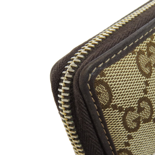 GUCCI Long Wallet Purse 245914 canvas Brown Zip Around GG Women Used Authentic