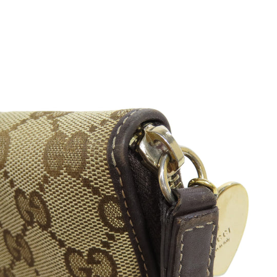 GUCCI Long Wallet Purse 245914 canvas Brown Zip Around GG Women Used Authentic