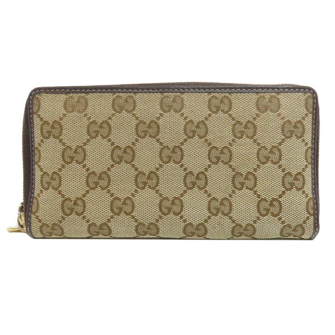 GUCCI Long Wallet Purse 245914 canvas Brown Zip Around GG Women Used Authentic