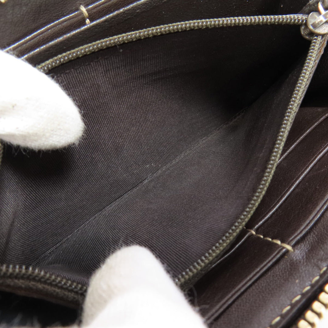 GUCCI Long Wallet Purse 245914 canvas Brown Zip Around GG Women Used Authentic