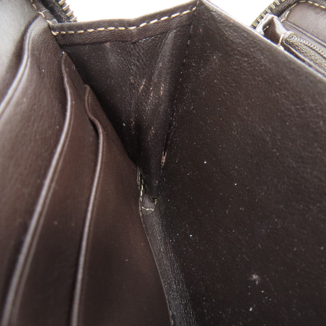 GUCCI Long Wallet Purse 245914 canvas Brown Zip Around GG Women Used Authentic