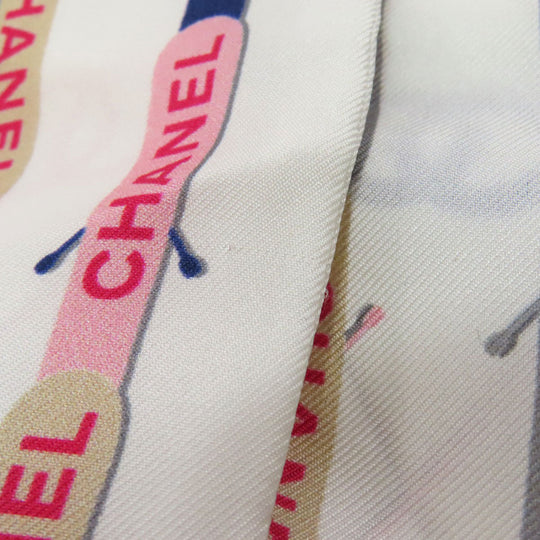 CHANEL scarf silk white COCO Mark Women Used Authentic