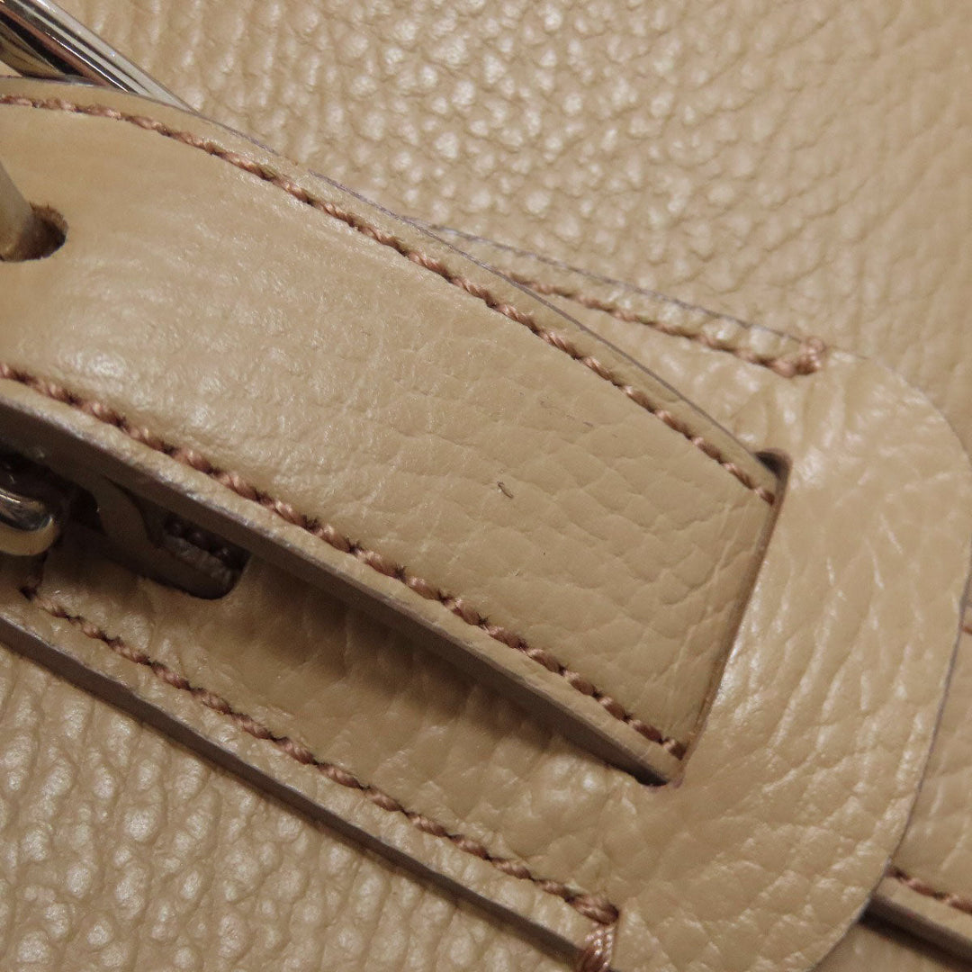 BURBERRY Handbag leather beige logo Women Used Authentic
