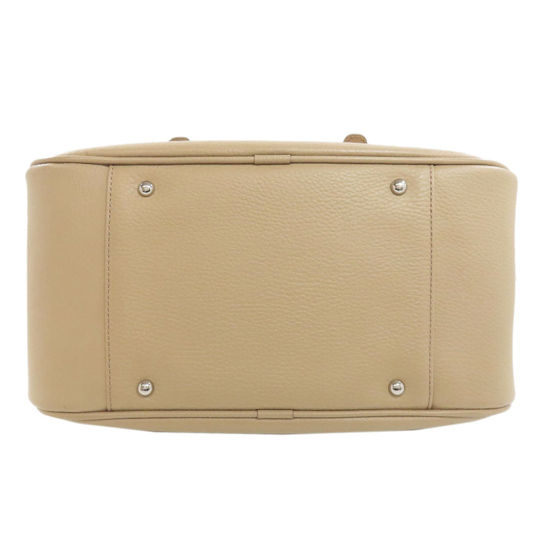 BURBERRY Handbag leather beige logo Women Used Authentic