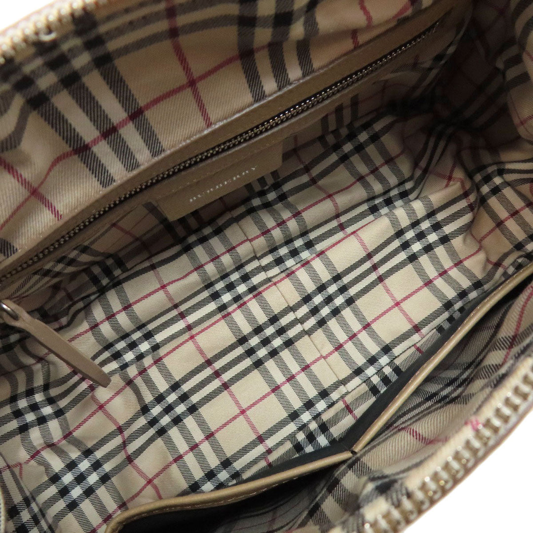 BURBERRY Handbag leather beige logo Women Used Authentic
