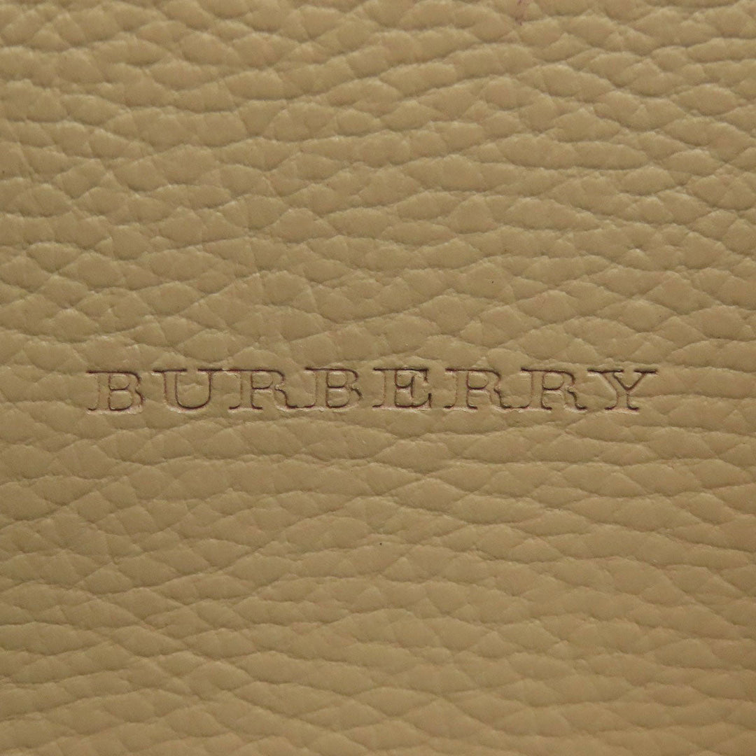 BURBERRY Handbag leather beige logo Women Used Authentic