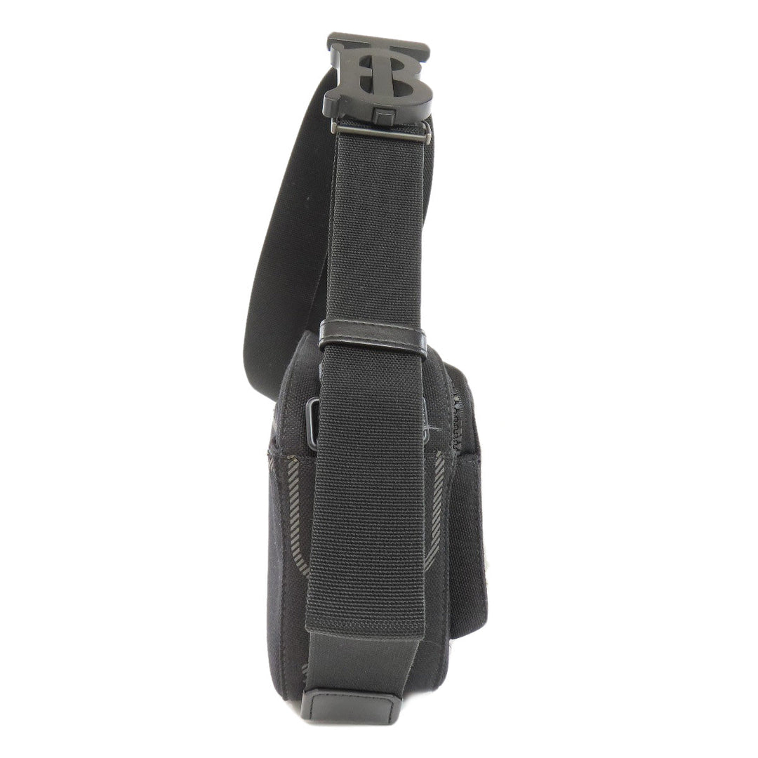 BURBERRY Shoulder Bag canvas black logo Women Used Authentic