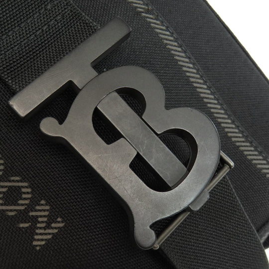 BURBERRY Shoulder Bag canvas black logo Women Used Authentic