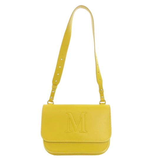 MAX MARA Shoulder Bag leather yellow logo Women Used Authentic