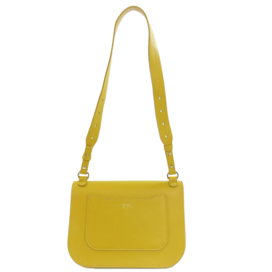 MAX MARA Shoulder Bag leather yellow logo Women Used Authentic