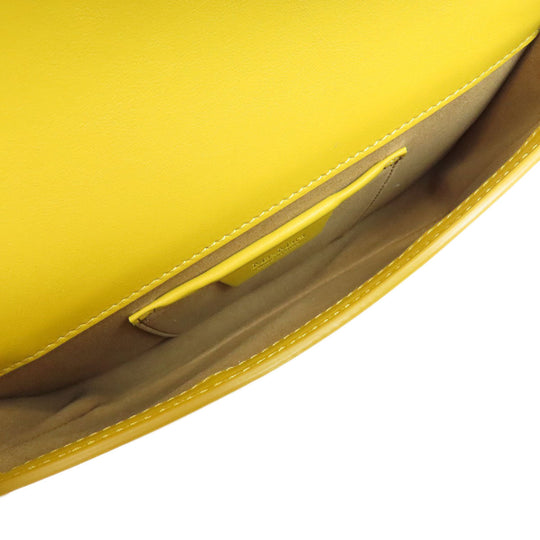 MAX MARA Shoulder Bag leather yellow logo Women Used Authentic