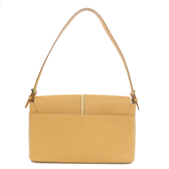 BURBERRY Shoulder Bag leather beige logo Women Used Authentic