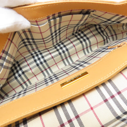 BURBERRY Shoulder Bag leather beige logo Women Used Authentic