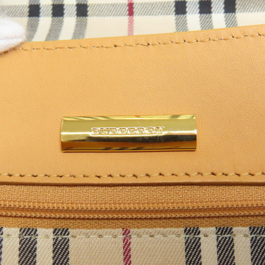 BURBERRY Shoulder Bag leather beige logo Women Used Authentic