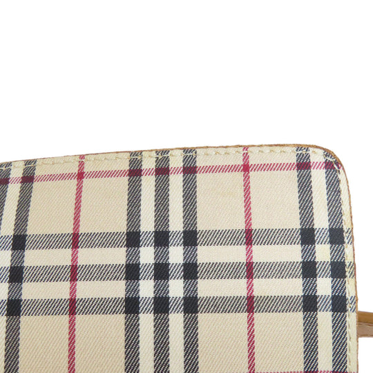 BURBERRY Shoulder Bag leather beige logo Women Used Authentic