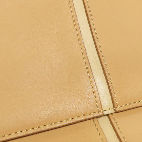 BURBERRY Shoulder Bag leather beige logo Women Used Authentic