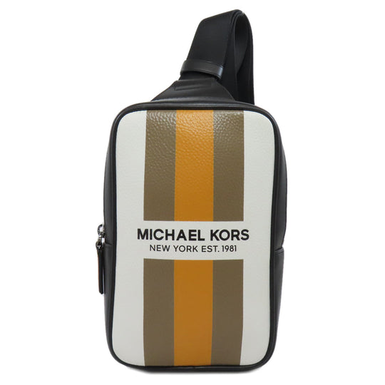 MICHAEL KORS Sling bag PVC white logo stripe Women Used Authentic