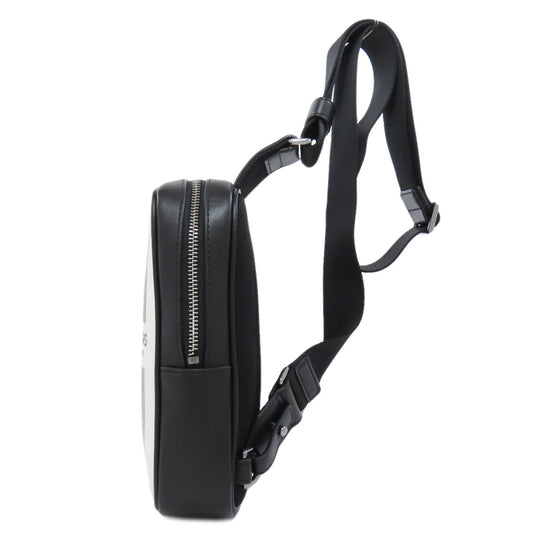MICHAEL KORS Sling bag PVC white logo stripe Women Used Authentic