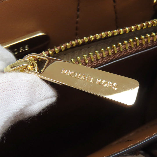 MICHAEL KORS Handbag PVC Brown MK Signature 2WAY Women Used Authentic