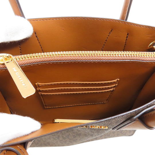 MICHAEL KORS Handbag PVC Brown MK Signature 2WAY Women Used Authentic