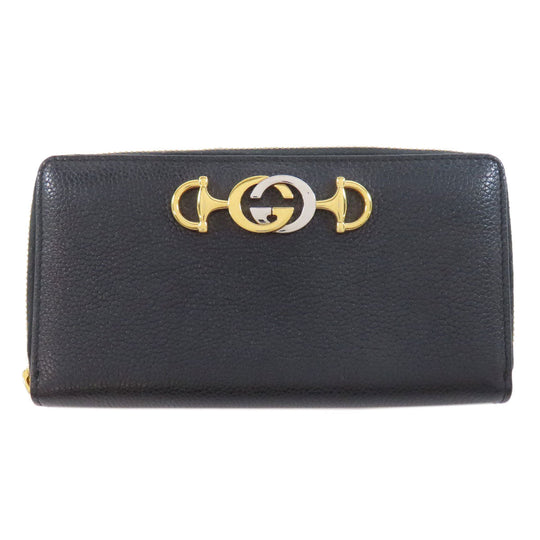 GUCCI Long Wallet Purse 570661 leather black Zumi Women Used Authentic