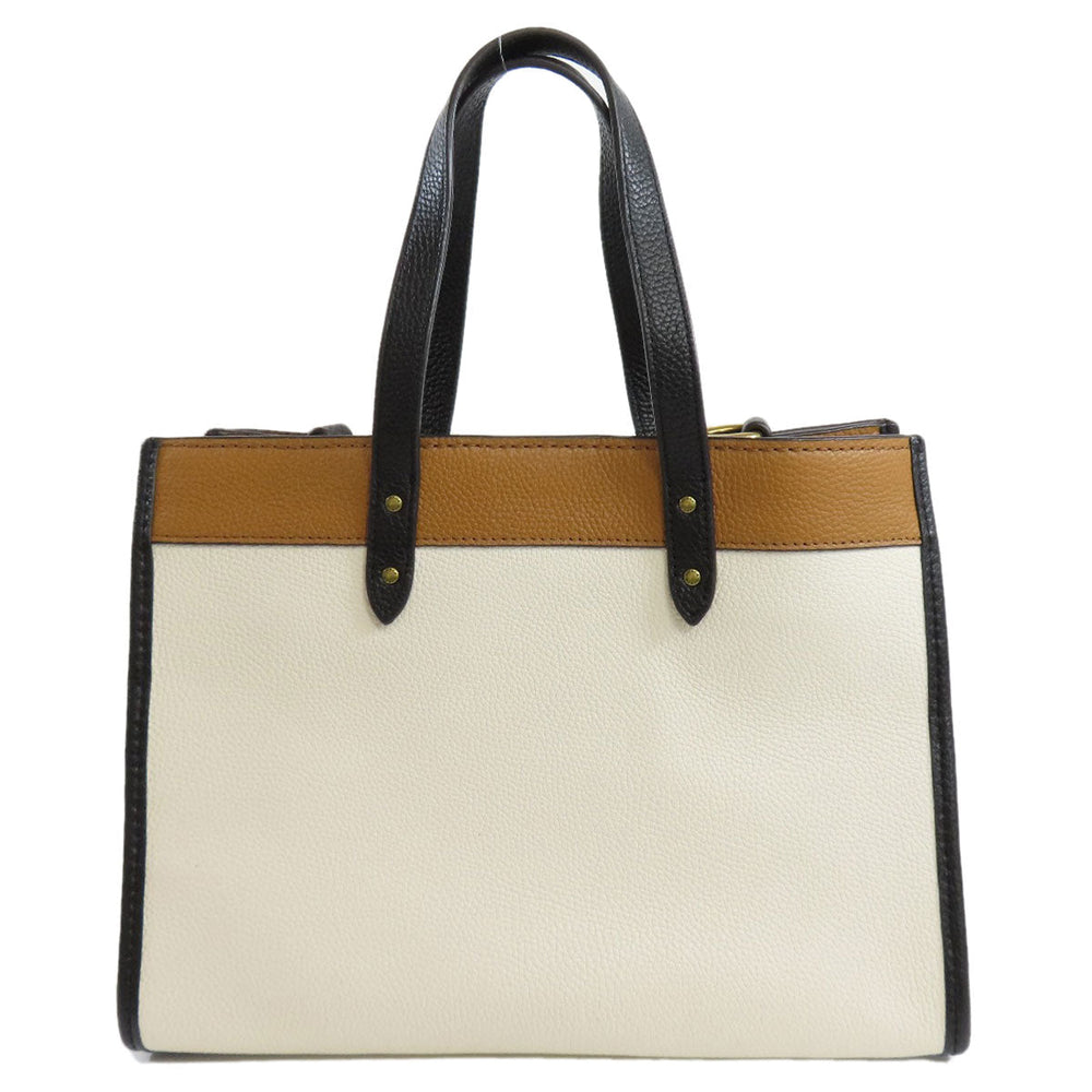 COACH Handbag C0777 leather white Field 30 Color Block 2WAY Women Used Authentic
