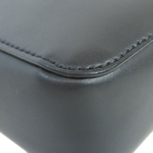 VALENTINO Shoulder Bag Calfskin black logo Women Used Authentic