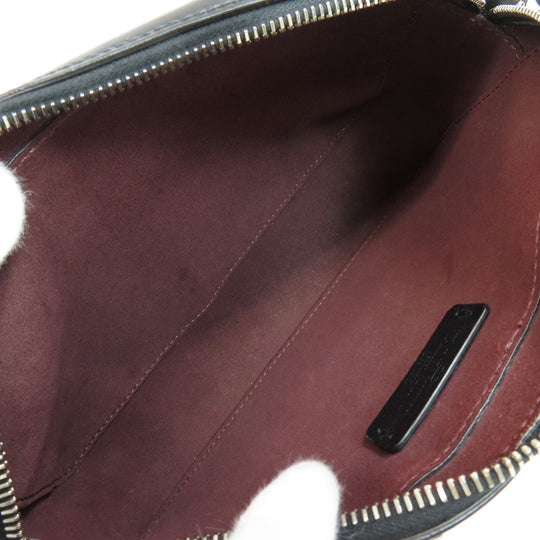 VALENTINO Shoulder Bag Calfskin black logo Women Used Authentic