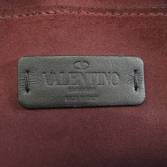 VALENTINO Shoulder Bag Calfskin black logo Women Used Authentic