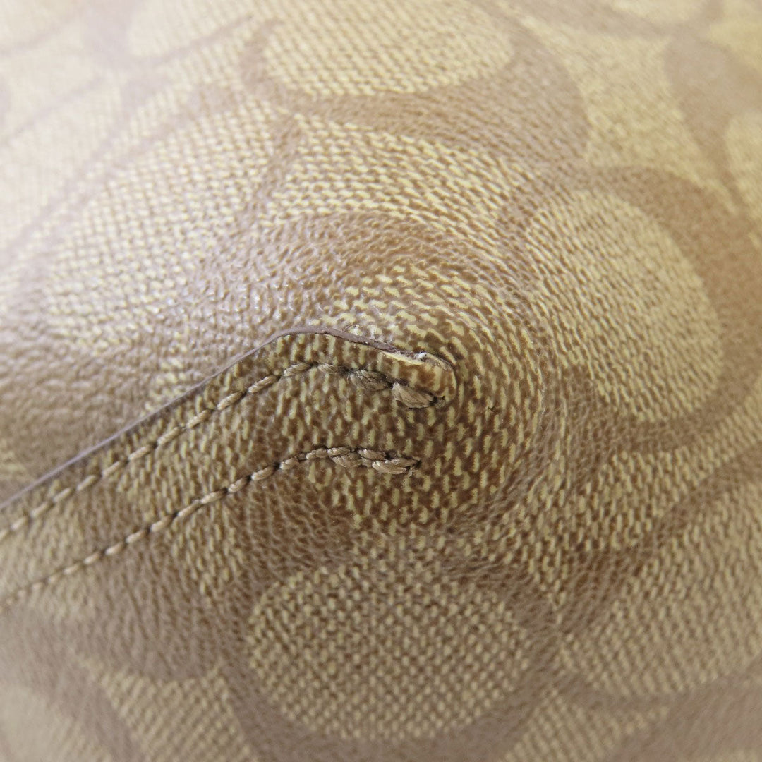 COACH Tote Bag F36658 PVC Brown Reversible Signature Women Used Authentic