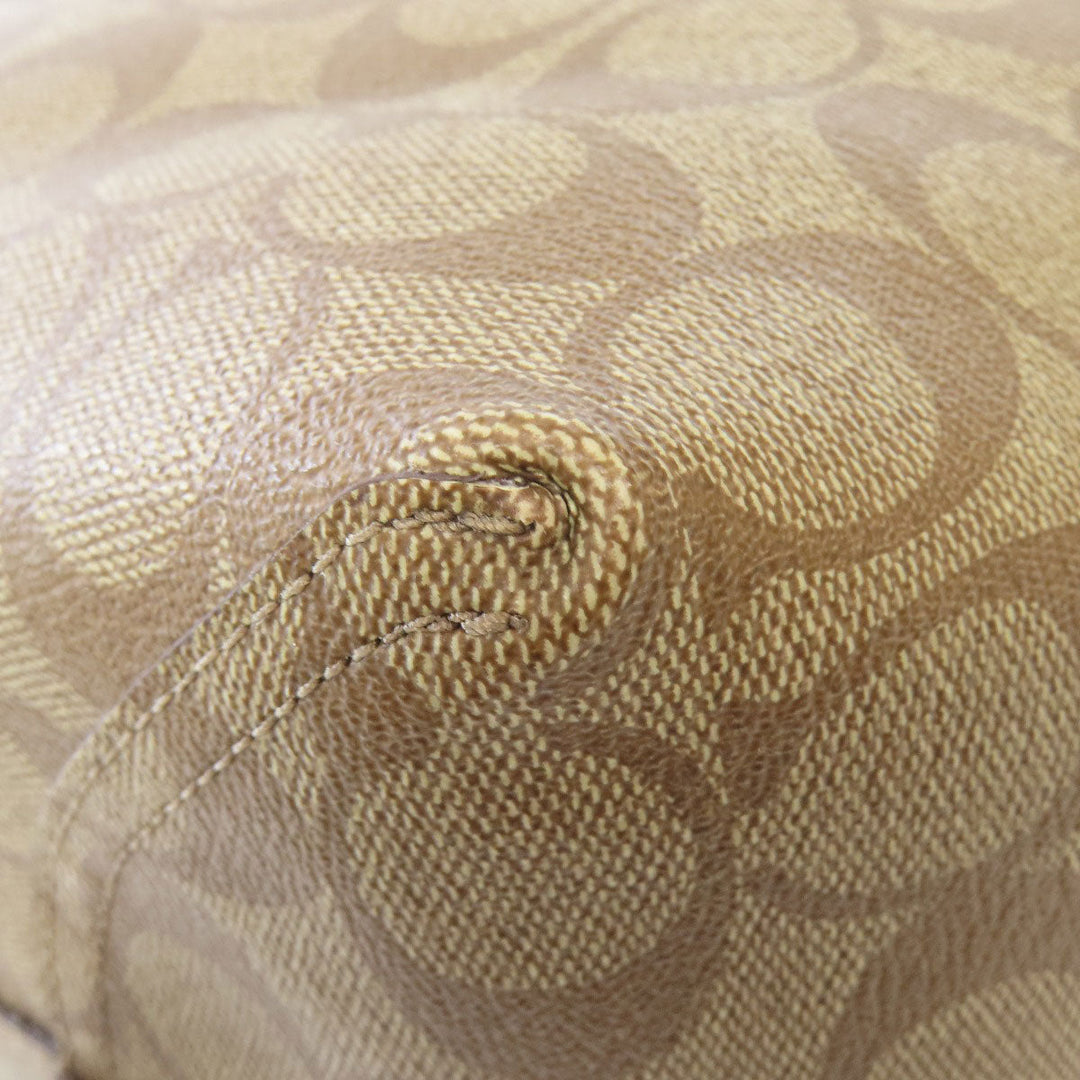 COACH Tote Bag F36658 PVC Brown Reversible Signature Women Used Authentic