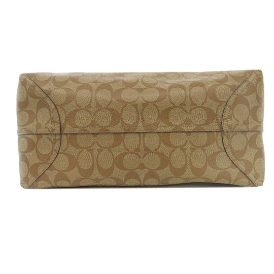 COACH Tote Bag F36658 PVC Brown Reversible Signature Women Used Authentic